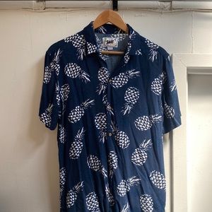 Pineapple print casual button up